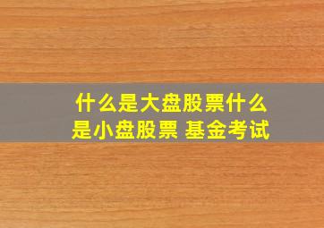 什么是大盘股票什么是小盘股票 基金考试